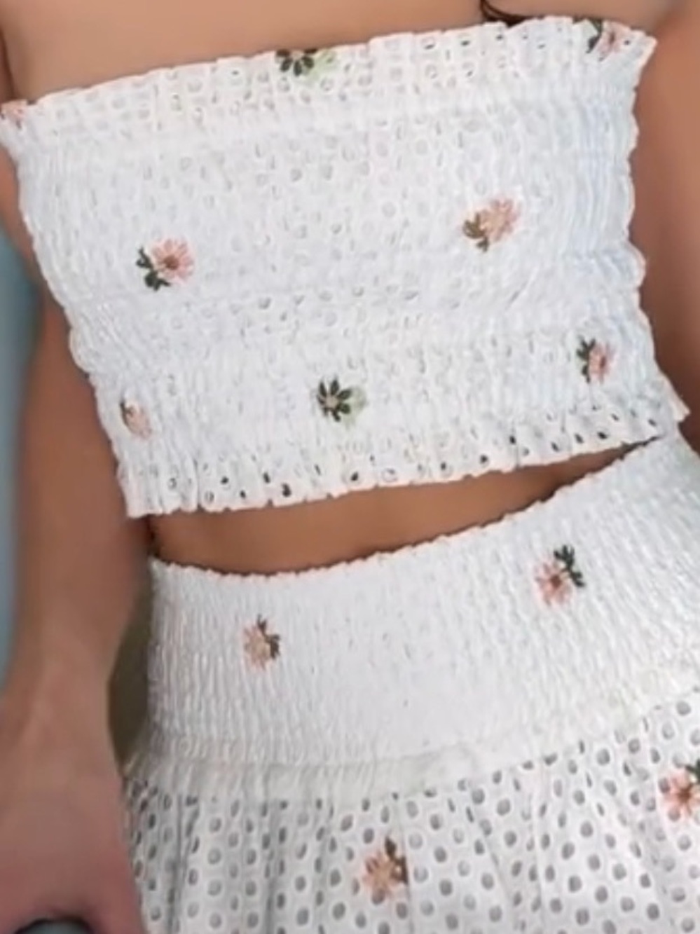 Hill House June Nap Top in Daisy Eyelet -  Smocked Tube Top, L